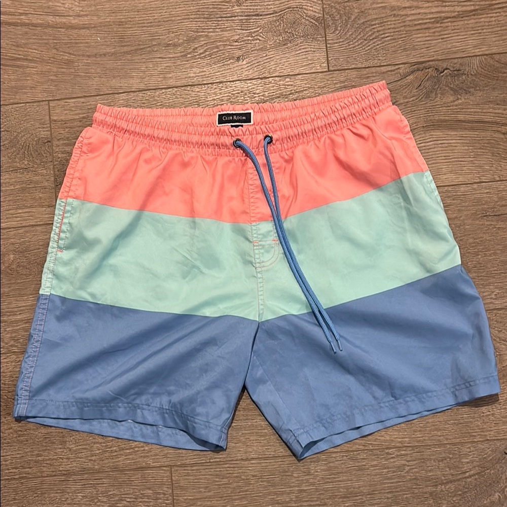 Club Room Pink and Green Swim Trunks Quick-Dry Elastic Waist